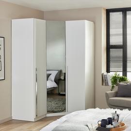 Habitat Munich Corner 3 Door Mirror Wardrobe - White
