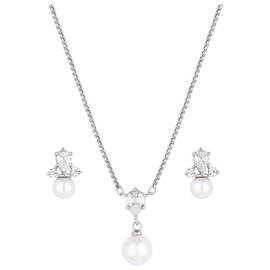 Jon Richard Rhodium Plated And Pearl Pendant and Earring Set