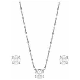 Jon Richard Rhodium Plated Open Stone Pendant Earring Set