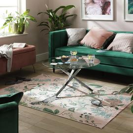 Argos Home Jungle Blush Cotton Flatweave Rug - 170x120cm