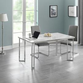 Julian Bowen Positano Marble 4 Seater Dining Table - Chrome