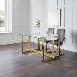Julian Bowen Minori Glass 6 Seater Dining Table - Gold
