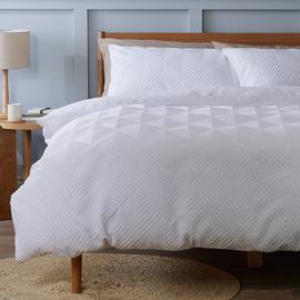 Argos Home Textured Embossed White Bedding Set