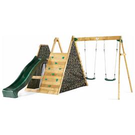 Plum Wooden Climbing Pyramid with Swings