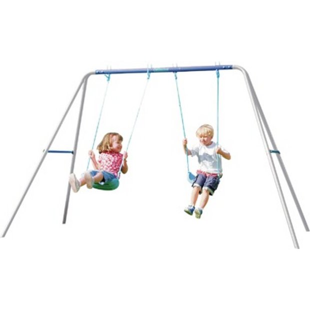 Buy Chad Valley Kids Garden Double Swing Set Blue Swings Argos