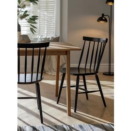 Habitat Talia Pair of Solid Wood Dining Chairs - Black