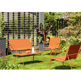 Habitat Cali 4 Seater Metal Patio Set - Orange