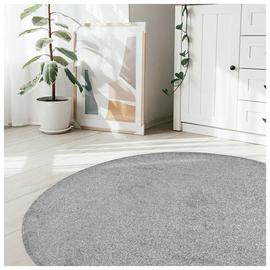 Relay Plain Round Grey Short Pile Rug - 133cm
