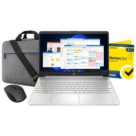 HP 15s 15.6in i3 4GB 128GB Laptop Bundle + Norton - Silver