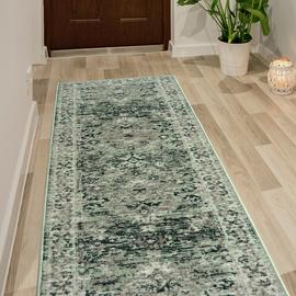 Homemaker Traditional Sage Green Short Pile Runner -67x200cm