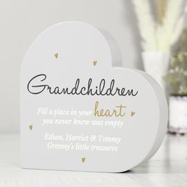Personalised Message Grandchildren Standing Heart Ornament