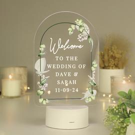 Personalised Message Botanical Wedding Light