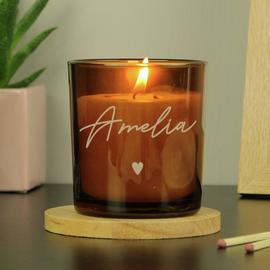 Personalised Message Amber Glass Candle - Vanilla