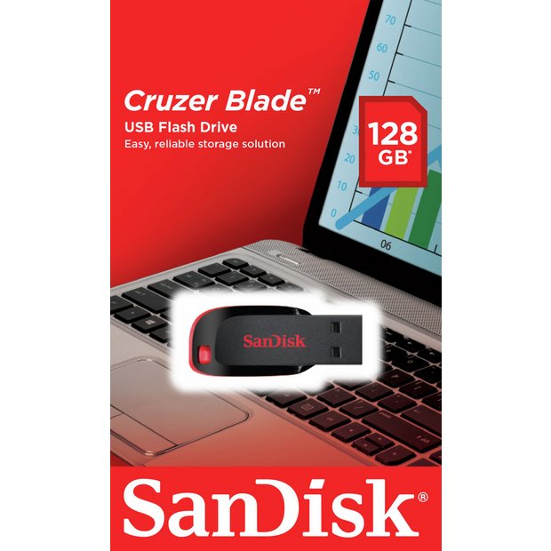 Fysik Kollisionskursus Vedligeholdelse Buy SanDisk Cruzer Blade USB 2.0 Flash Drive - 128GB | USB storage | Argos