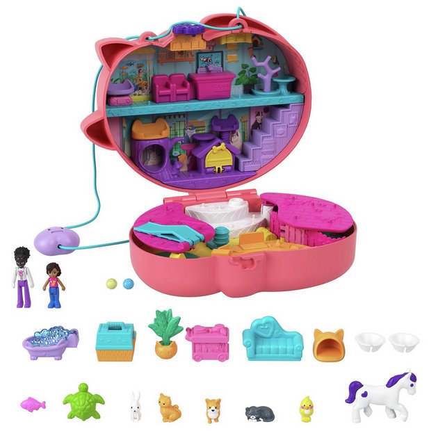 Polly Pocket Corgi Cuddles Compact Playset with 2 Micro Dolls