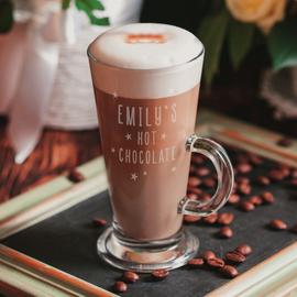 Personalised Message Stars Hot Chocolate Latte Glass