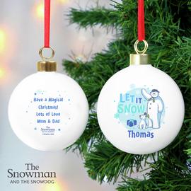 Personalised Message The Snowman & Snowdog  Christmas Bauble