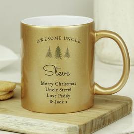 Personalised Message Christmas Tree Mug - Gold
