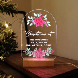 Personalised Message Poinsettia LED Christmas Ornament