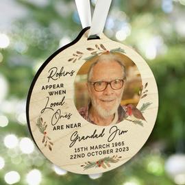 Personalised Message Photo Robin Christmas Tree Decoration