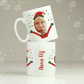 Personalised Message Photo Upload Christmas Elf  Mug
