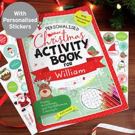 Personalised Message Christmas Activity Book With Stickers
