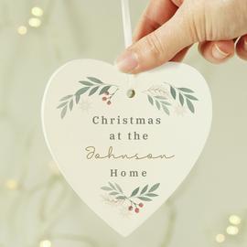 Personalised Message Foliage Heart Christmas Tree Decoration