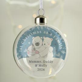 Personalised Message Glass Family Christmas Bauble
