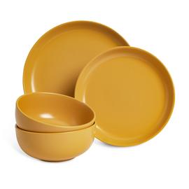 Habitat Matte Glaze 12 Piece Stoneware Dinner Set - Mustard