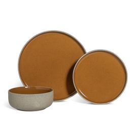 Habitat Raw Edge Speckle 12 Piece Stoneware Dinner Set-Camel