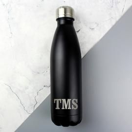 Personalised Message Initials Black Water Bottle - 500ml