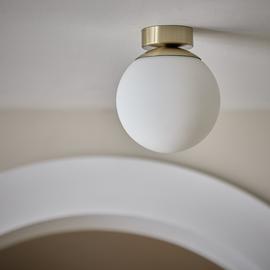 Habitat Opal Glass Bathroom Flush Ceiling Light - Brass