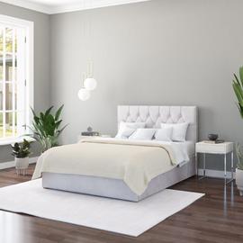 Aspire Olivier Double Velvet End Lift Ottoman Bed - Silver