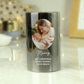 Personalised Message Photo Upload Smoked Glass LED Candle