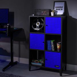 X Rocker Mesh-Tek Tall 6 Cube Storage Unit - Blue and Black