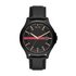 Armani Exchange Mens Black Leather Strap Watch