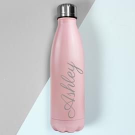 Personalised Message Pink Insulated Water Bottle - 500ml