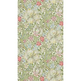 Morris & Co. Golden Lilies on Green Floral Wallpaper