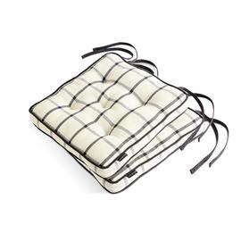 Habitat Woven Check Pack of 2 Seat Cushions - White