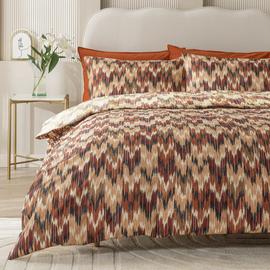 Habitat Cotton Ikat Print Brown Bedding Set