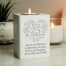 Personalised Message 25th Anniversary Tea Light Holder