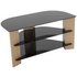 Oak and Black Glass 42 Inch TV Stand