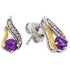 Revere 9ct Gold & Silver Amethyst & Diamond Stud Earrings