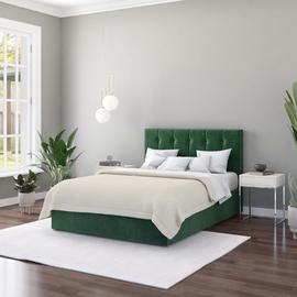 Aspire Hepburn Double Velvet End Lift Ottoman Bed - Green