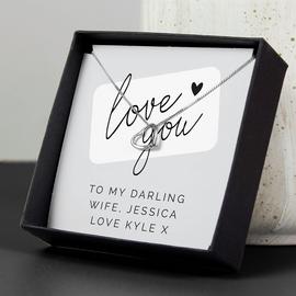 Personalised Memento Love You Silver Heart Necklace With Box