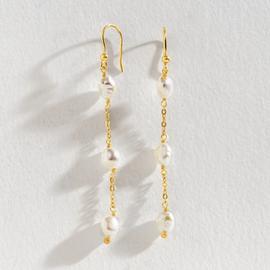 Revere 9ct Gold Plated Silver Freshwater Pearl Drop Earrings