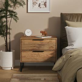 Livara Messina 2 Drawer Bedside Table - Oak