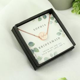 Personalised Memento Botanical Rose Gold Necklace with Box