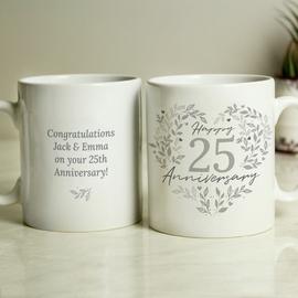 Personalised Message 25th Silver Wedding Anniversary Mug