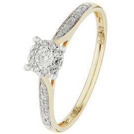 Revere 9ct Gold 0.15ct tw Diamond Set Shoulder Ring